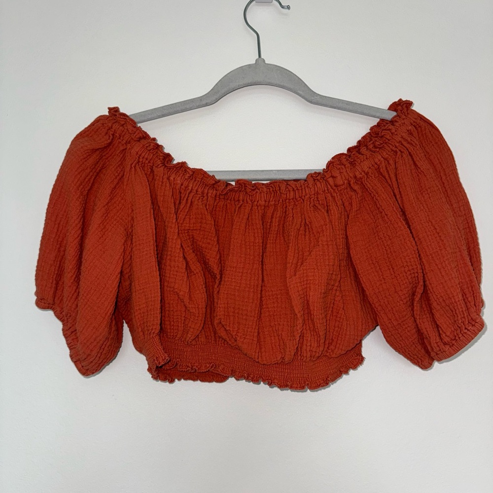 Women's Off-Shoulder Rust Top